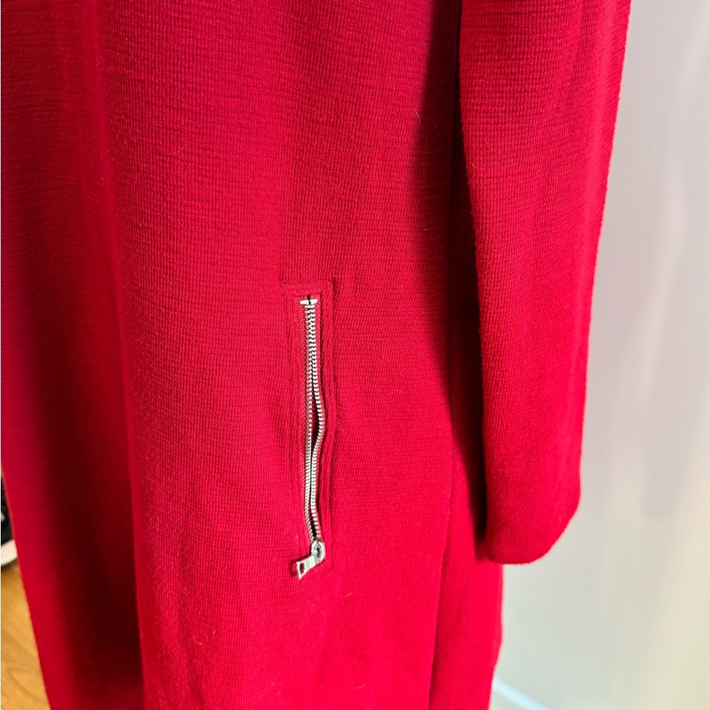 GAP Red Long Sleeve Knit Dress with Silver Zipper Pockets - Picture 2 of 12